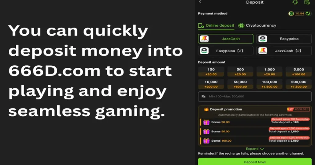 Deposit Methods on 666D.com