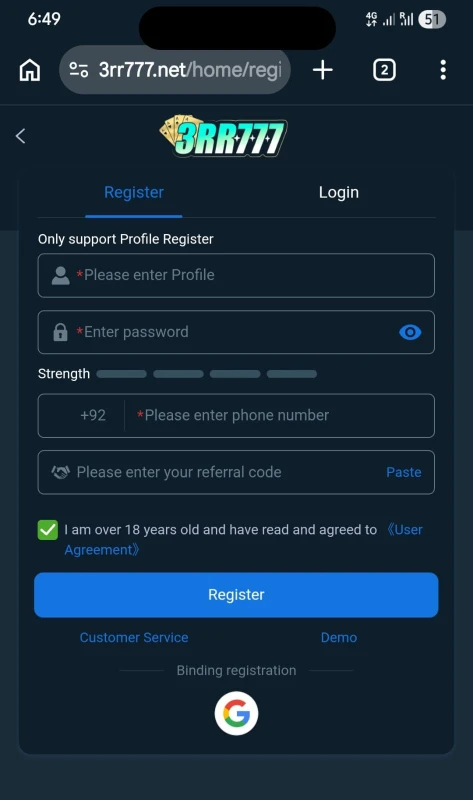 3RR777 GameV1.2 3 How to Register on the 3RR777 Game
