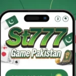 ST777 Games Pakistan — online casino app showing slot games, JazzCash deposit screen on Android mobile phone