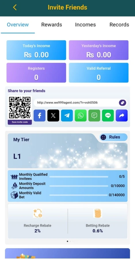 WE999 Game APK – Play & Earn Real Money in Pakistan 3 WE999 Game Referral Program