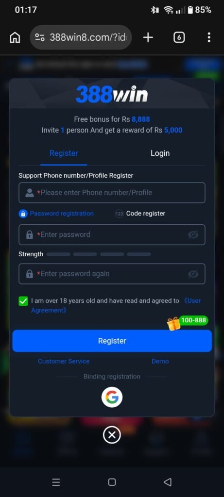 388Win Game APK 2026 | Earn Real Money In Pakistan 4 How to Create Your Account on 388WIN Game