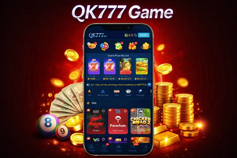 QK777 Game earning app Pakistan interface with real money gameplay and mobile dashboard