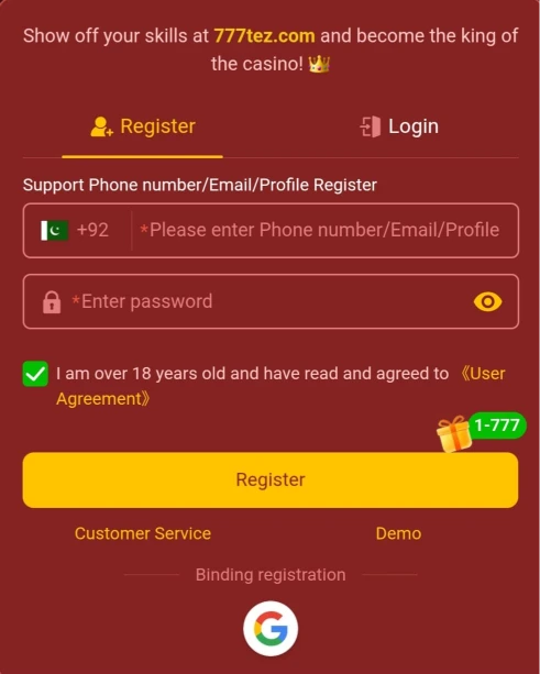 TEZ77 Game 3 How to Register on the TEZ77 Game